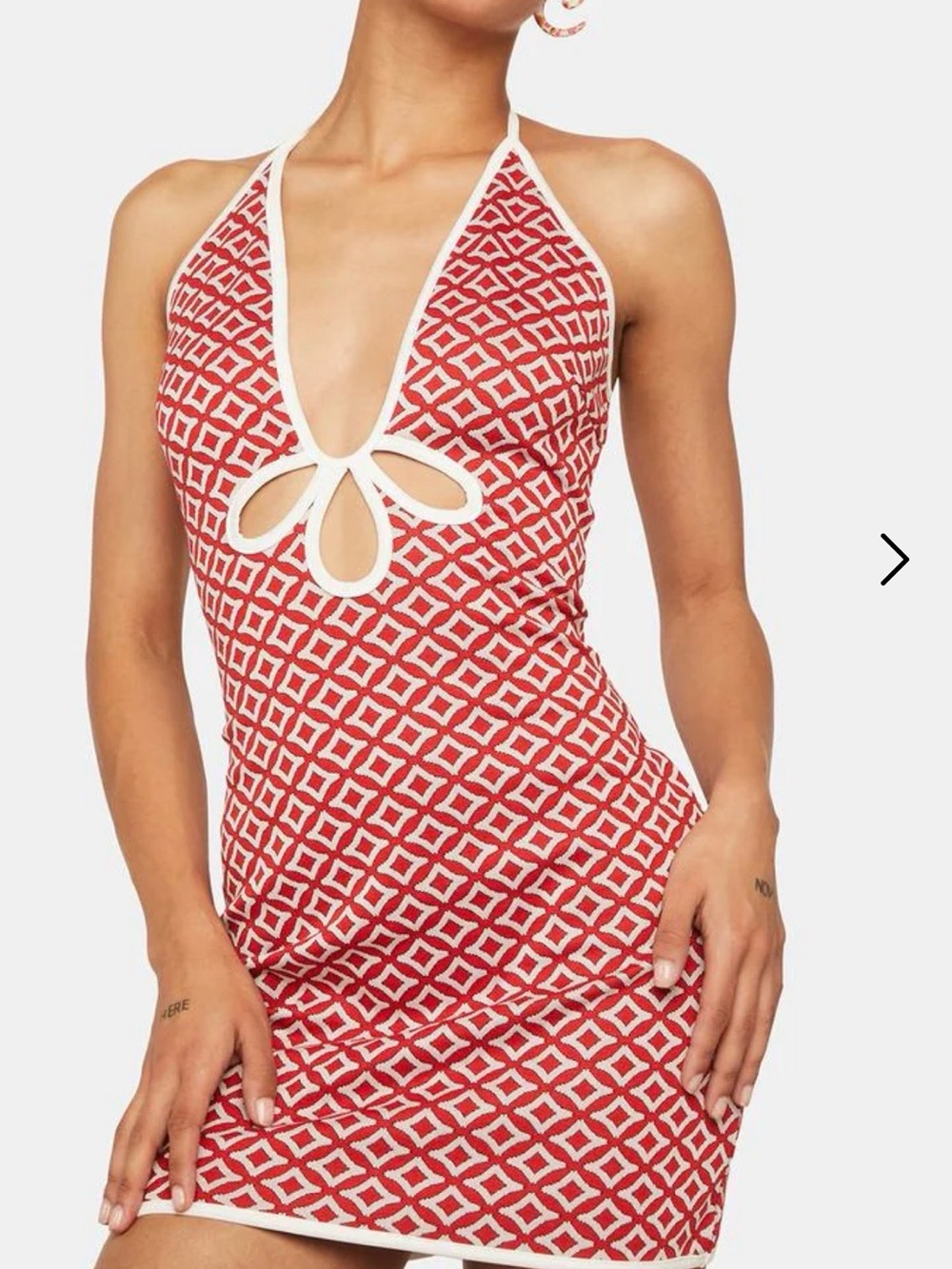 Red Geo Halter Mini Dress